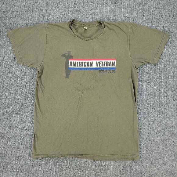 American Apparel Other - American Veteran Shirt Men's Large Green Military Graphic Crew Neck Short Sleeve